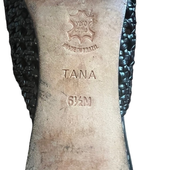 Brighton Tana Black Woven Leather Pointed Toe Kitten Heel Size 6.5 Witchycore - Picture 8 of 15